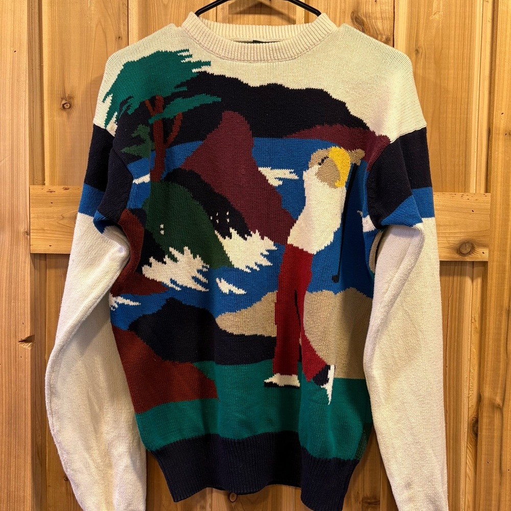 Vintage Golden Bear Jack Nicklaus Men’s Golfer Knit Crewneck Sweater-Size M